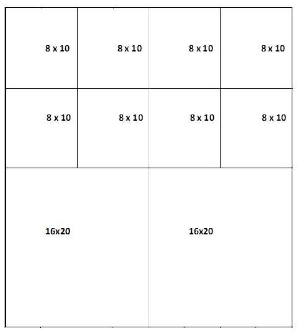 Mat cut sheet for 8 x 10 and 16 x 20 mats