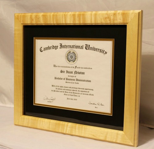 Curly Maple Diploma Frame